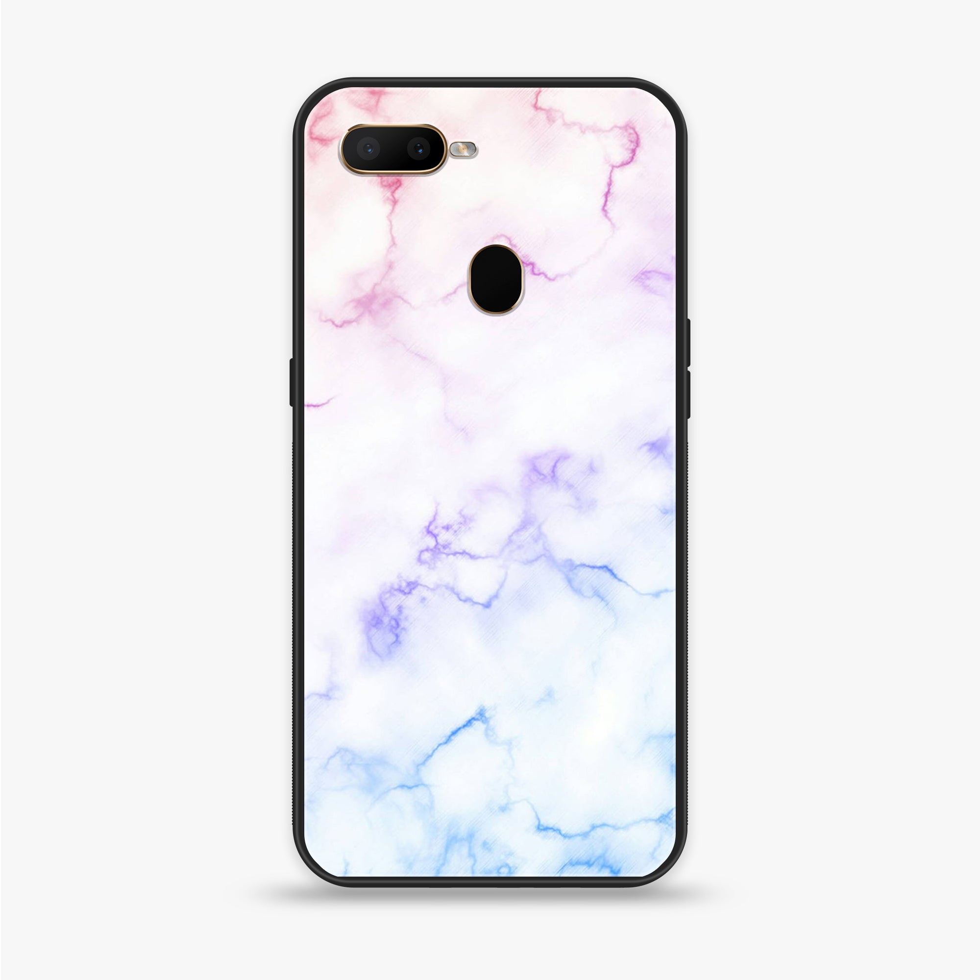 OPPO A5s - White Marble Series - Premium Printed Glass soft Bumper shock Proof Case