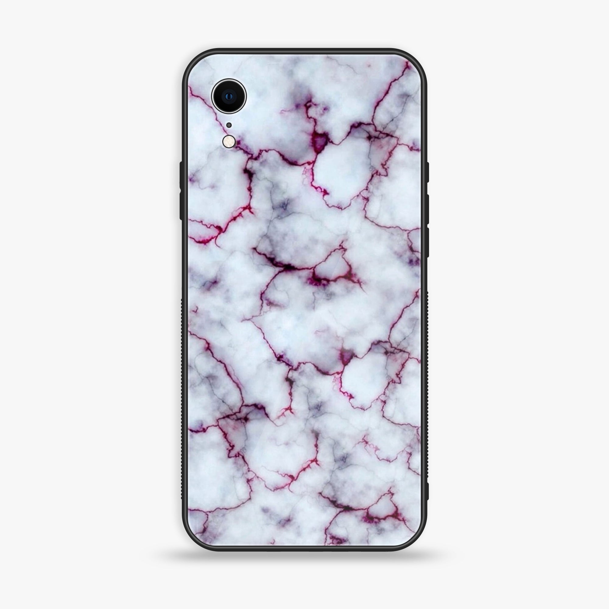 iPhone XR - White Marble Series - Premium Printed Glass soft Bumper shock Proof Case