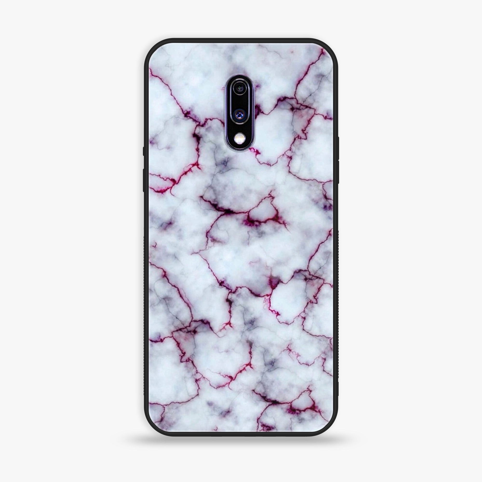 OnePlus 7 - White Marble Series - Premium Printed Glass soft Bumper shock Proof Case