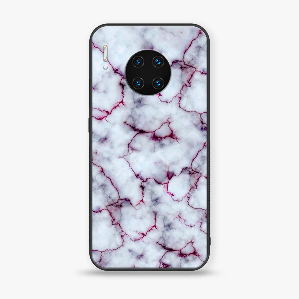 Huawei Mate 30 Pro - White Marble Series - Premium Printed Glass soft Bumper shock Proof Case
