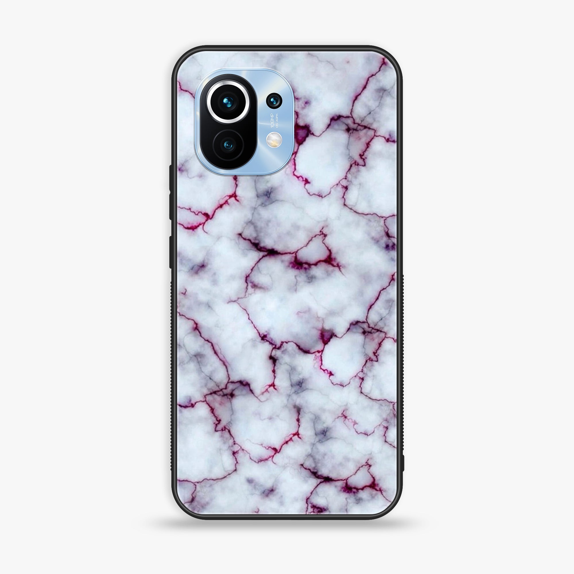 Mi 11 Lite - White Marble Series - Premium Printed Glass soft Bumper shock Proof Case