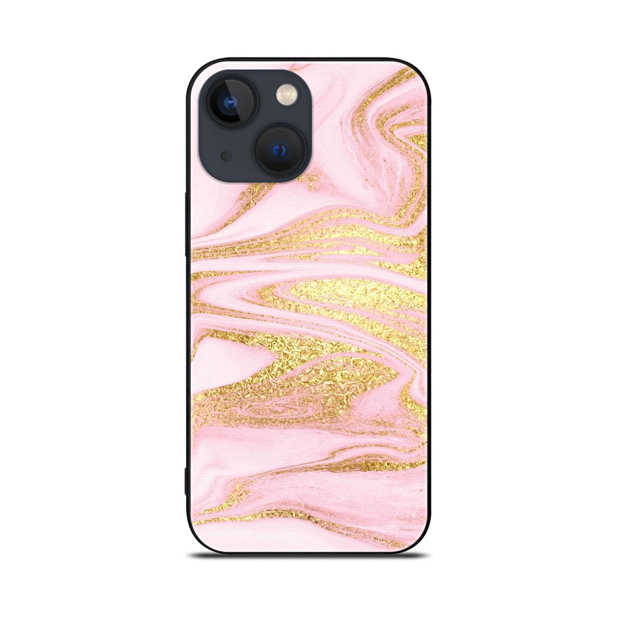 iPhone 13  - Pink Marble Series - Premium Printed Glass soft Bumper shock Proof Case