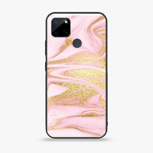 Realme C21Y  - Pink Marble Series - Premium Printed Glass soft Bumper shock Proof Case