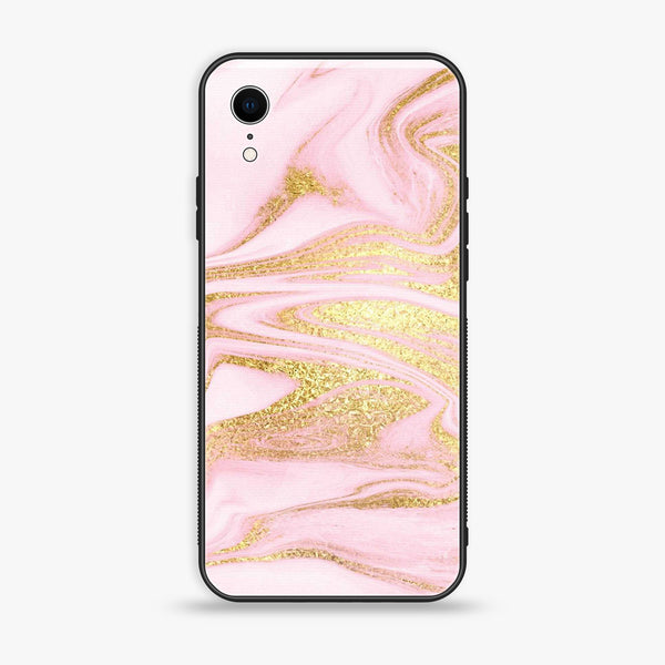 iPhone XR - Pink Marble Series - Premium Printed Glass soft Bumper shock Proof Case