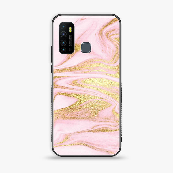 Infinix Hot 9 Play - Pink Marble Series - Premium Metal Printed soft Bumper shock Proof Case