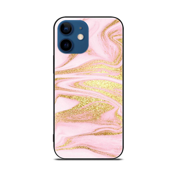 iPhone 11  Pink Marble Series Premium Printed Glass soft Bumper shock Proof Case