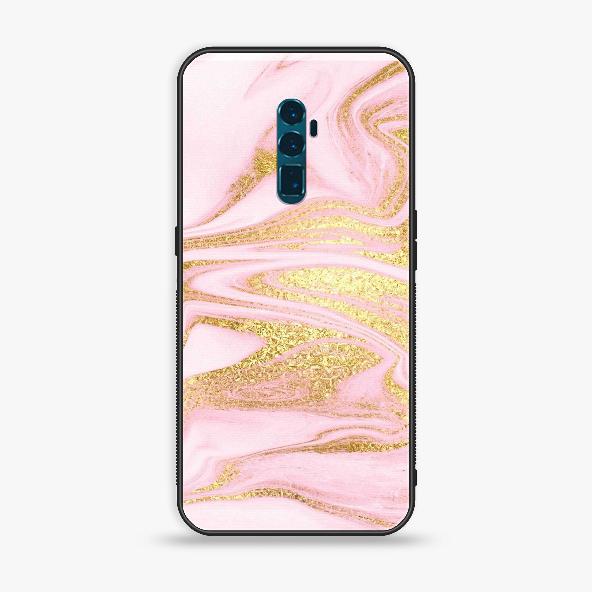 OPPO Reno 10x Zoom Pink Marble Series Premium Printed Glass soft Bumper shock Proof Case