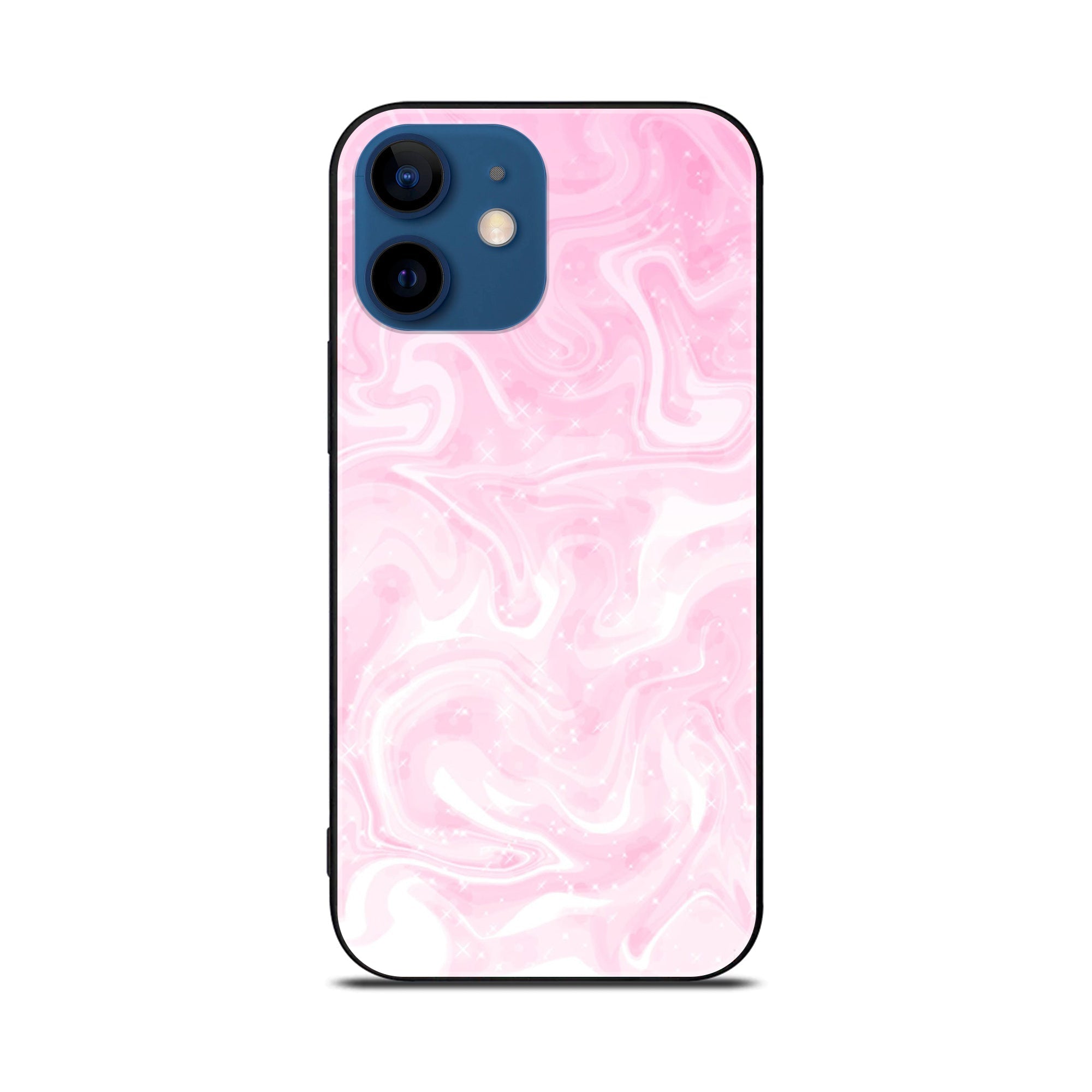 iPhone 11  Pink Marble Series Premium Printed Glass soft Bumper shock Proof Case