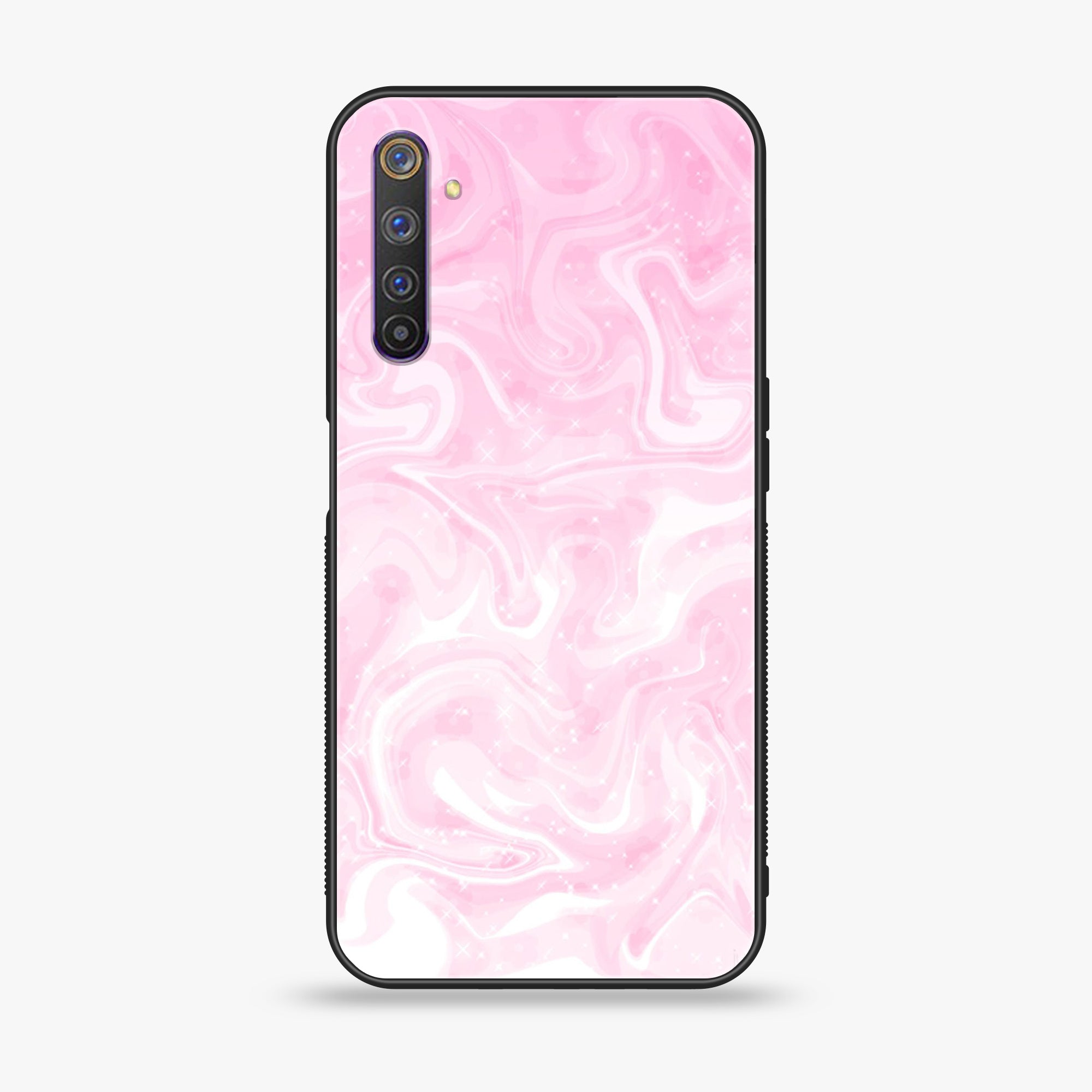 Realme 6 Pro - Pink Marble Series - Premium Printed Glass soft Bumper shock Proof Case