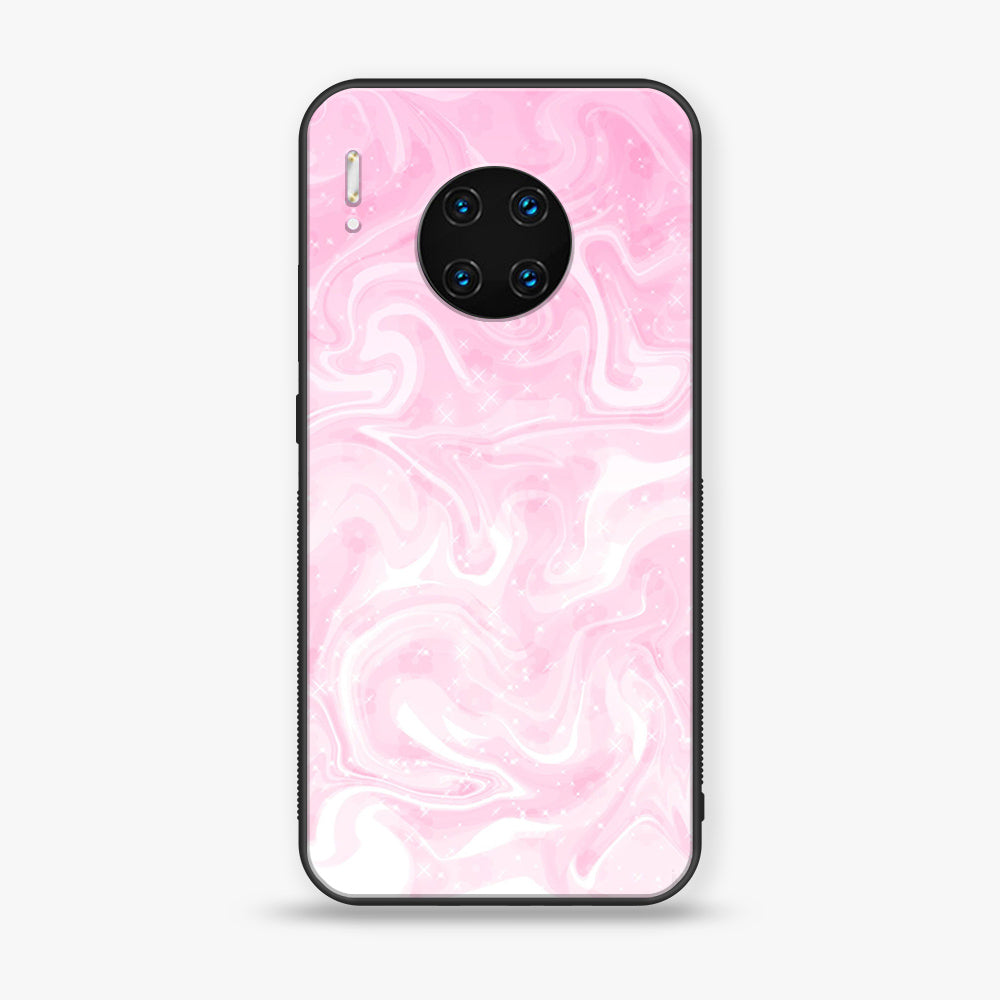 Huawei Mate 30 Pro - Pink Marble Series - Premium Printed Glass soft Bumper shock Proof Case