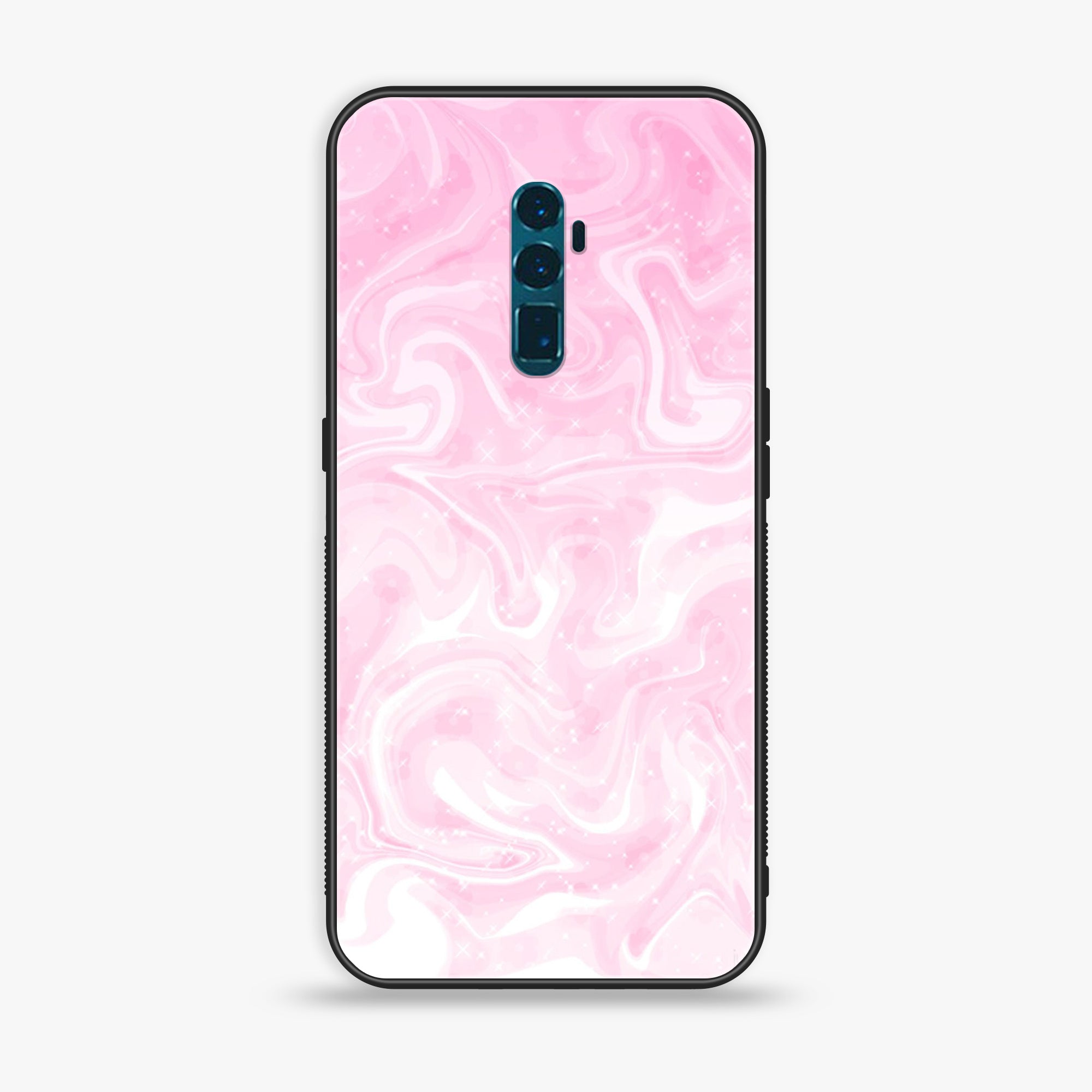 OPPO Reno 10x Zoom Pink Marble Series Premium Printed Glass soft Bumper shock Proof Case