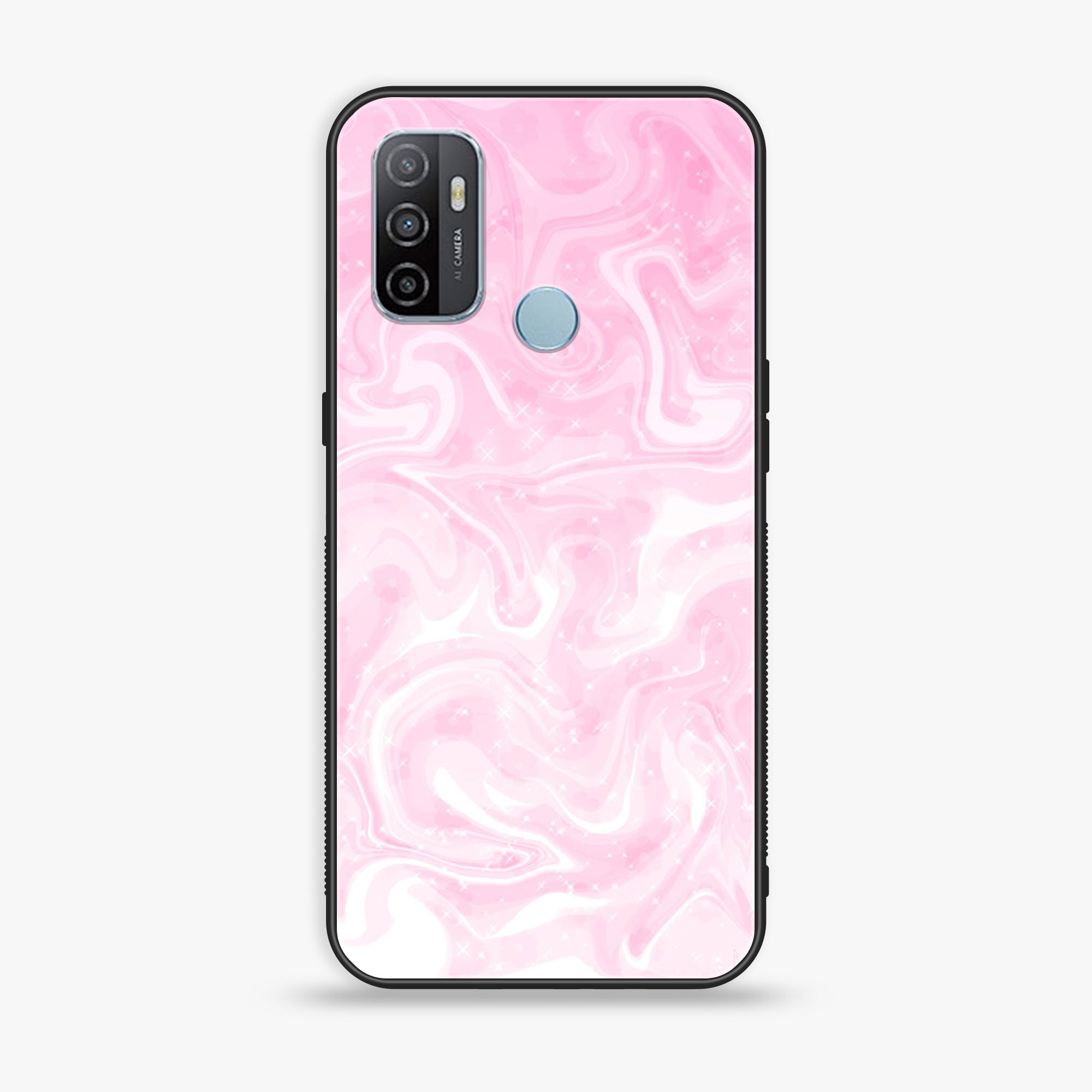 Oppo A53 - Pink Marble Series - Premium Printed Glass soft Bumper shock Proof Case