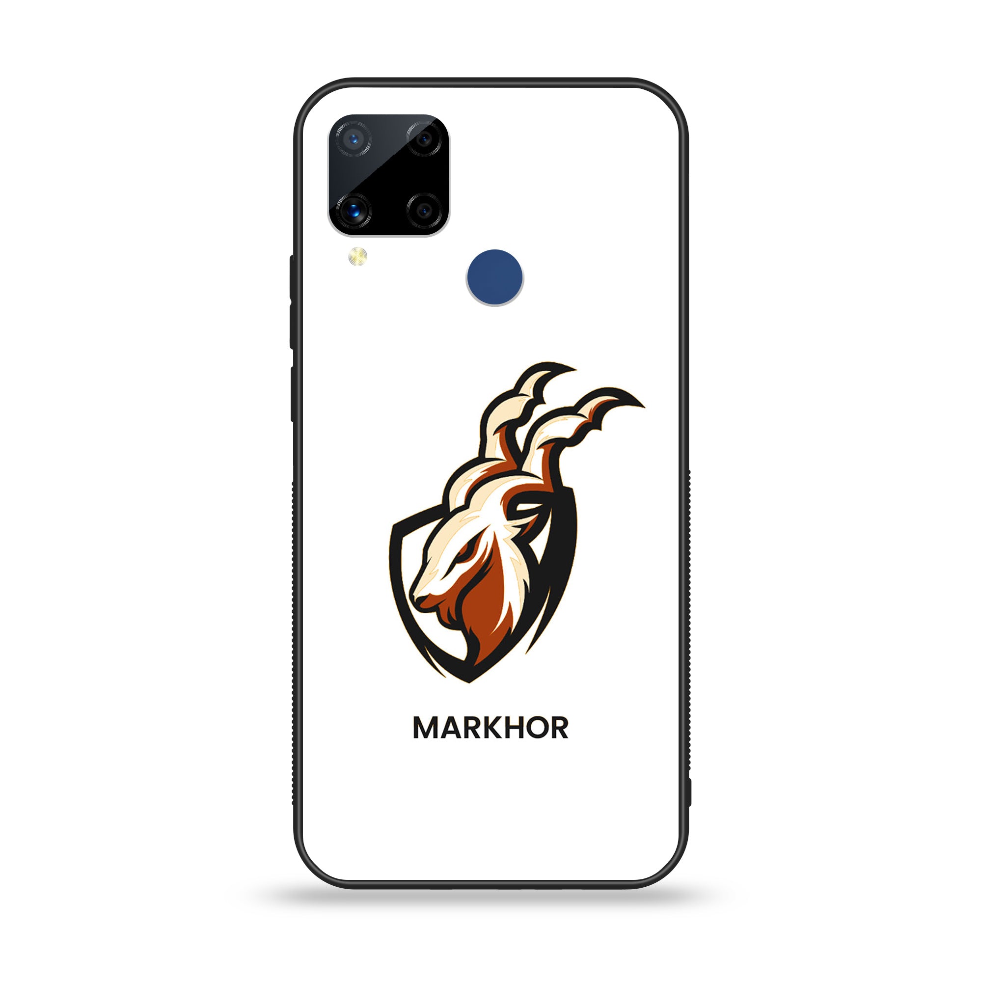 Realme C15  - Markhor Series - Premium Printed Glass soft Bumper shock Proof Case