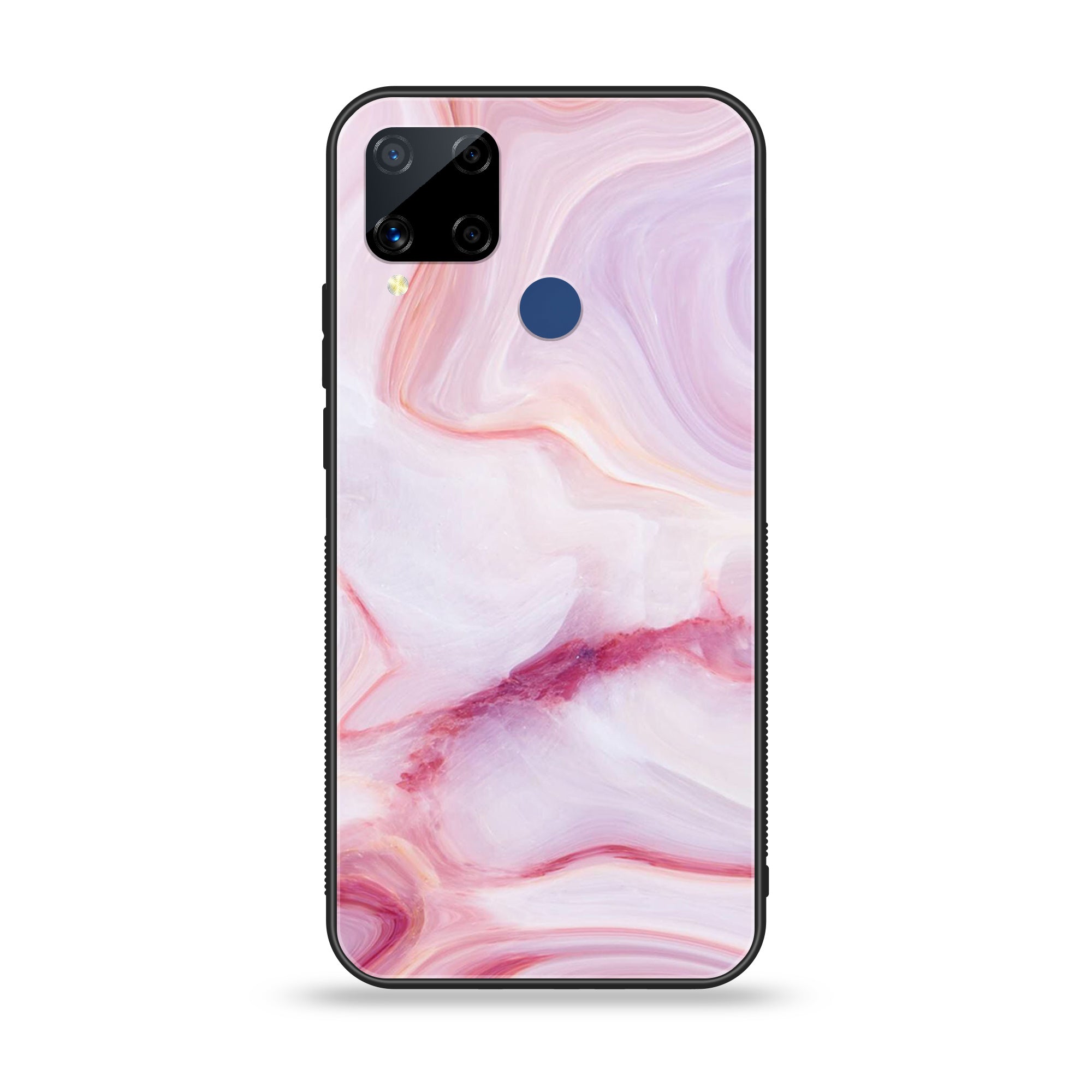 Realme C15  - Pink Marble Series - Premium Printed Glass soft Bumper shock Proof Case