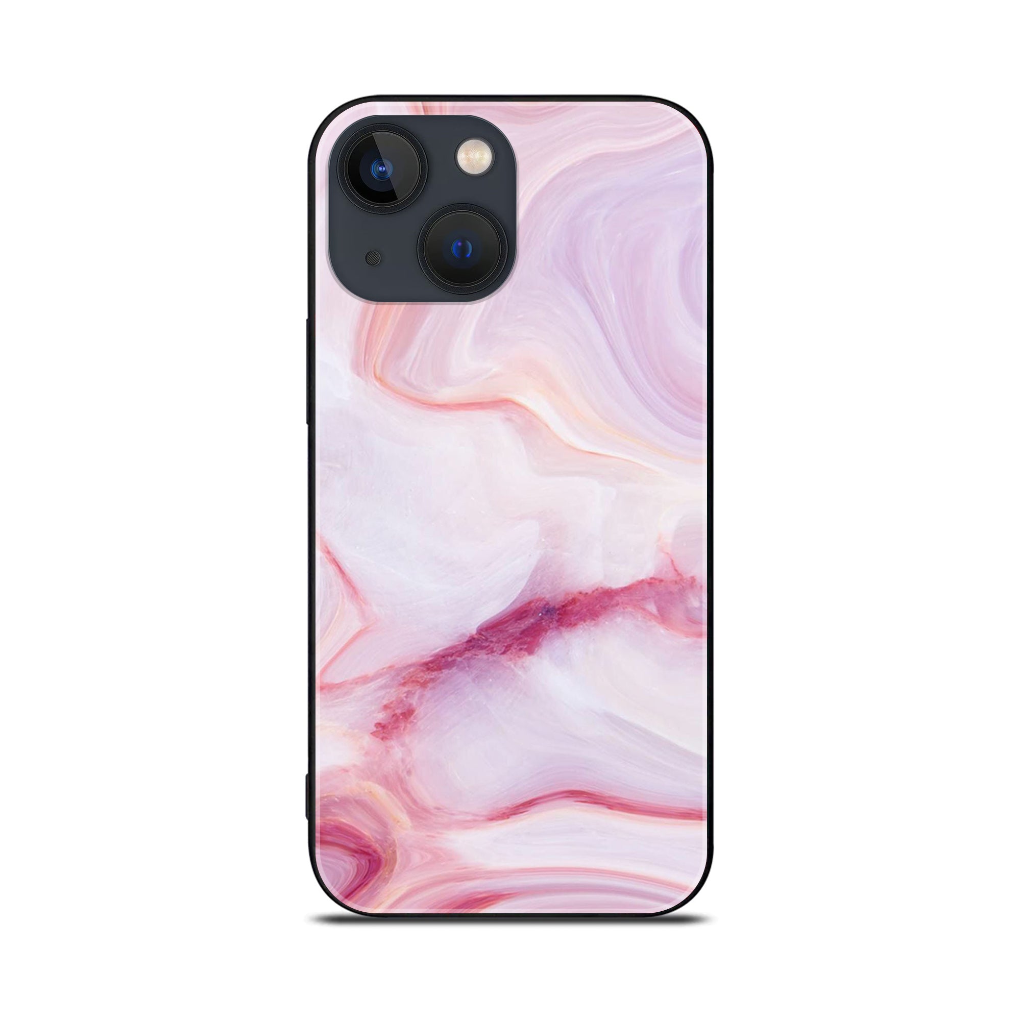 iPhone 13  - Pink Marble Series - Premium Printed Glass soft Bumper shock Proof Case