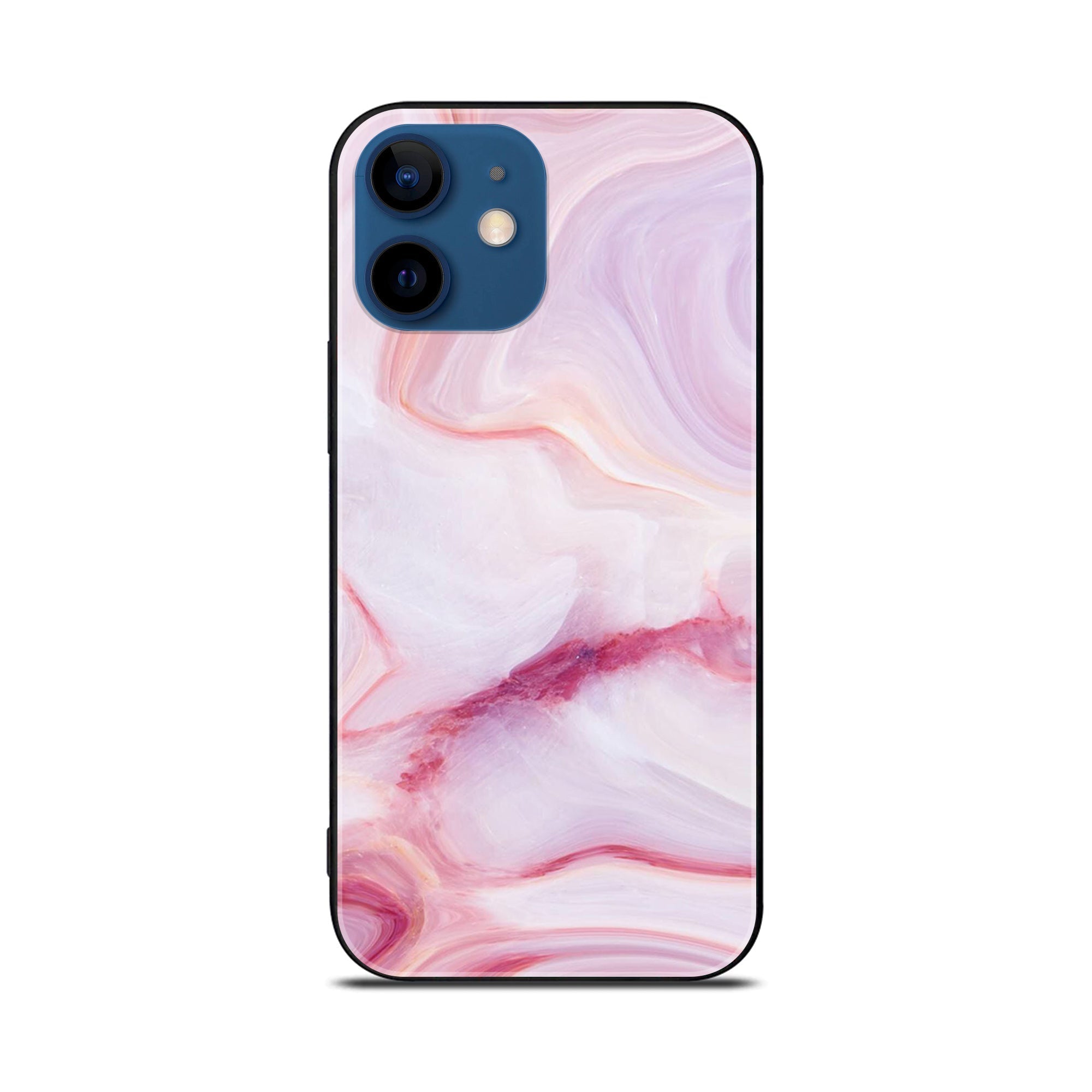 iPhone 11  Pink Marble Series Premium Printed Glass soft Bumper shock Proof Case