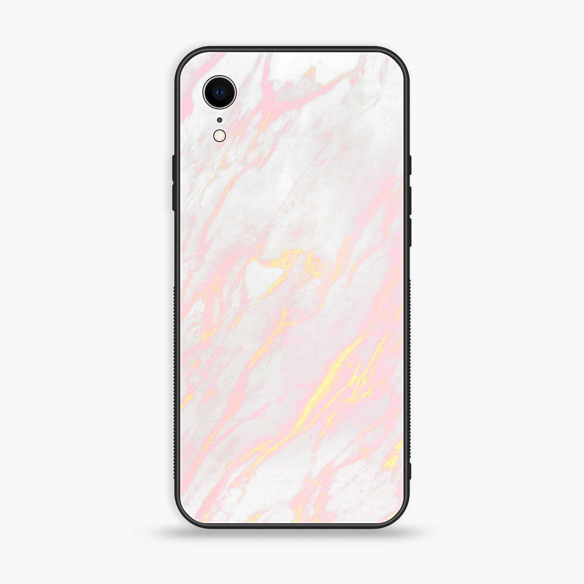 iPhone XR - Pink Marble Series - Premium Printed Glass soft Bumper shock Proof Case