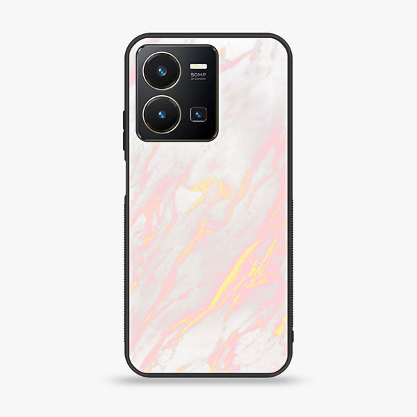 Vivo Y35  -  Pink Marble  Series  Design 7 - Premium Printed Glass soft Bumper shock Proof Case CS-19133