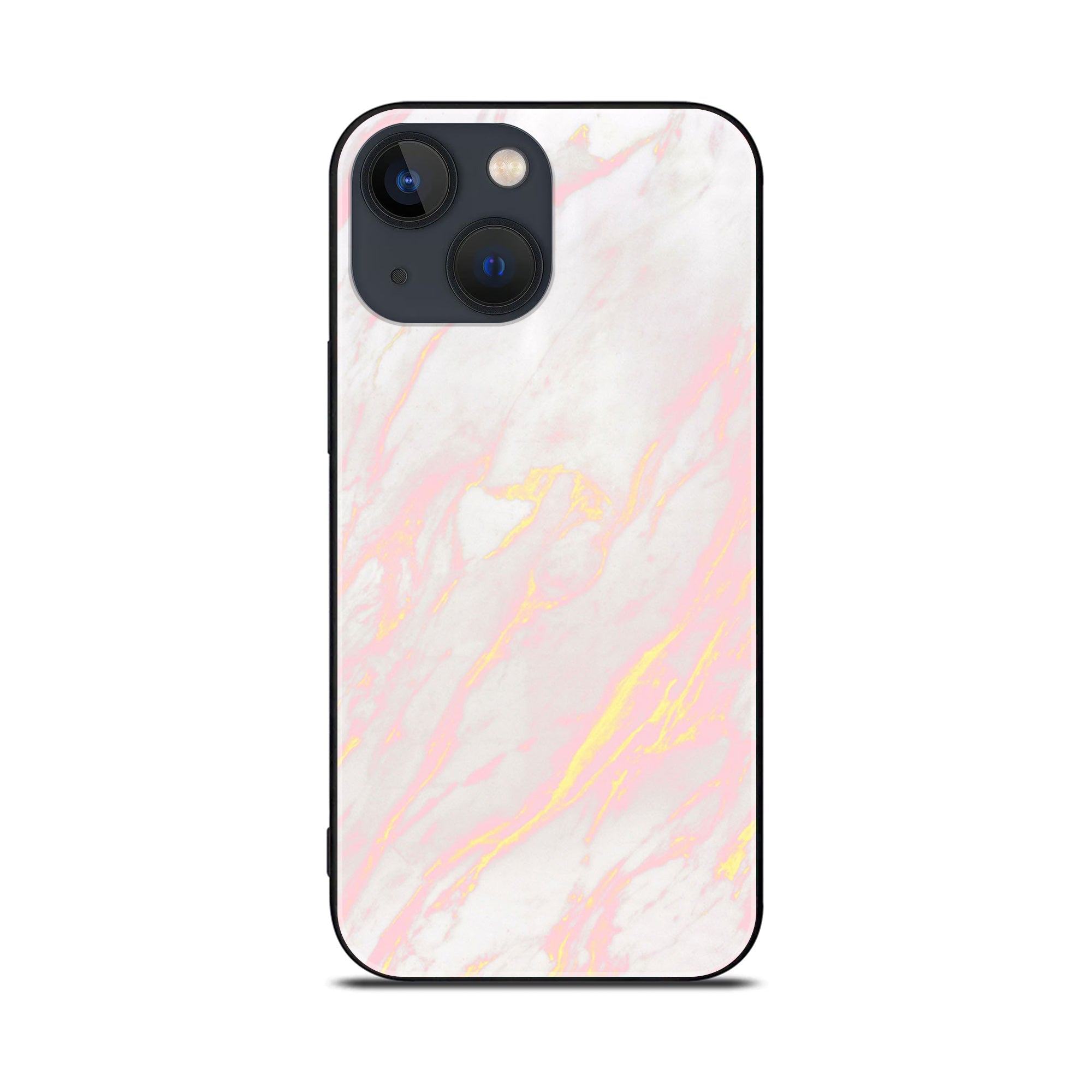 iPhone 13  - Pink Marble Series - Premium Printed Glass soft Bumper shock Proof Case