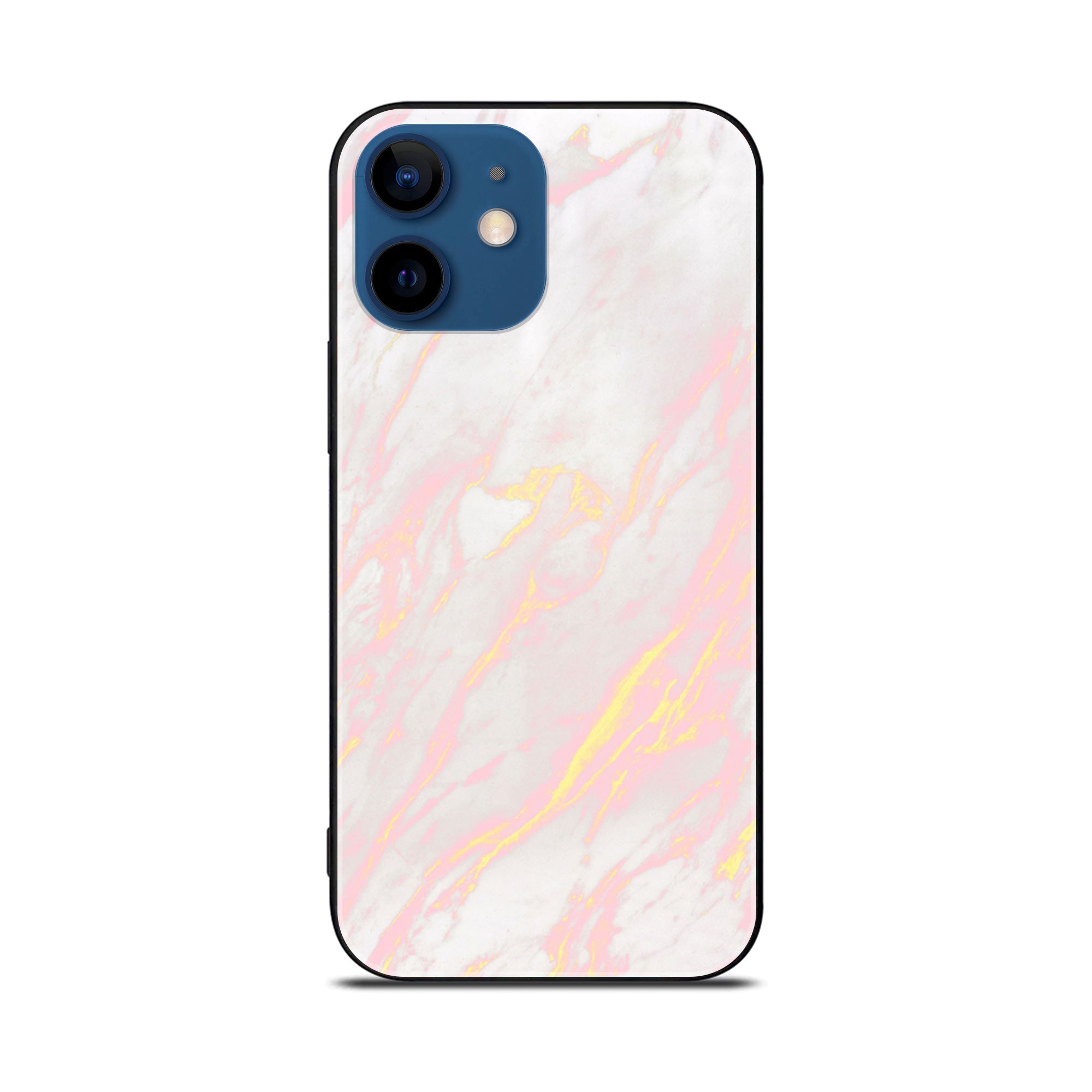 iPhone 11  Pink Marble Series Premium Printed Glass soft Bumper shock Proof Case