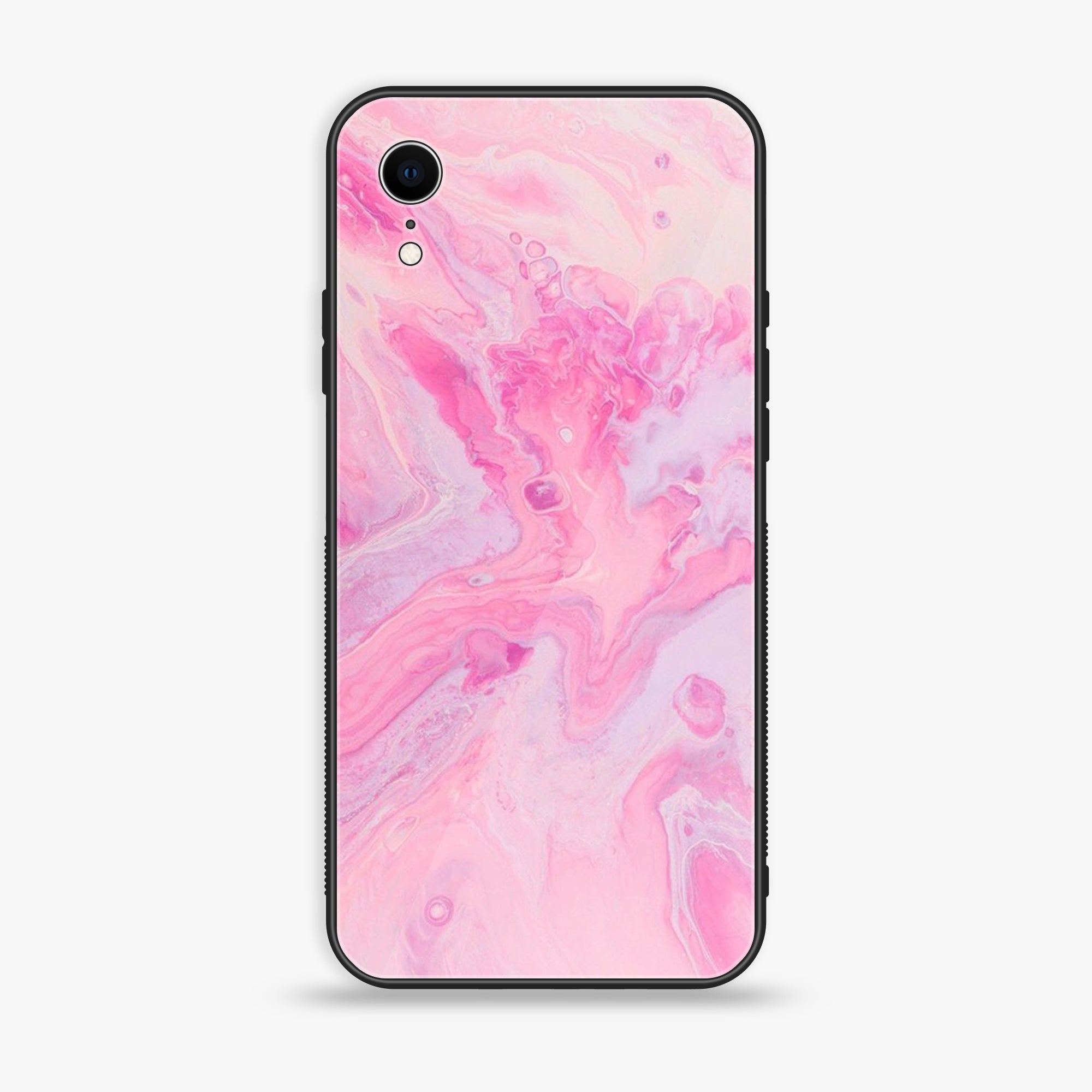 iPhone XR - Pink Marble Series - Premium Printed Glass soft Bumper shock Proof Case