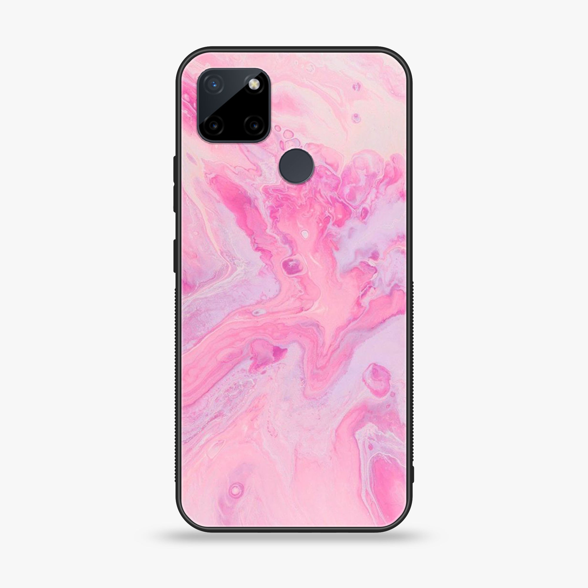 Realme C21Y  - Pink Marble Series - Premium Printed Glass soft Bumper shock Proof Case