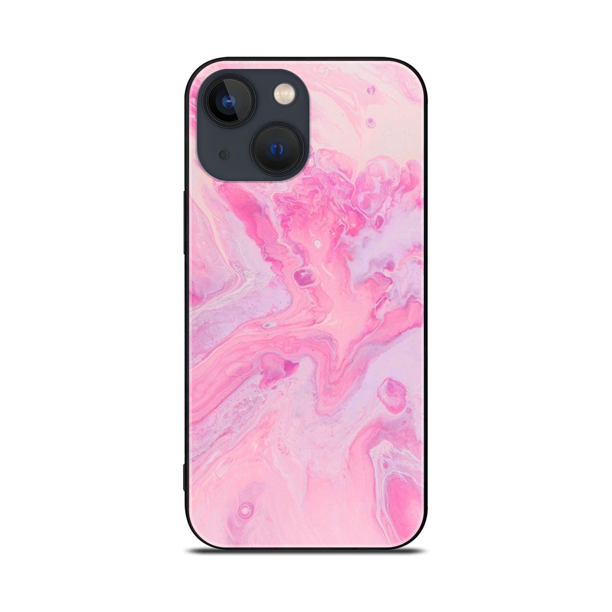 iPhone 13  - Pink Marble Series - Premium Printed Glass soft Bumper shock Proof Case