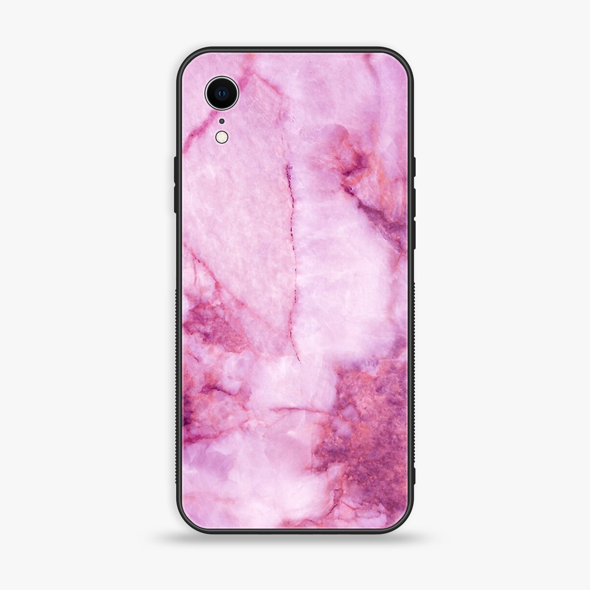 iPhone XR - Pink Marble Series - Premium Printed Glass soft Bumper shock Proof Case