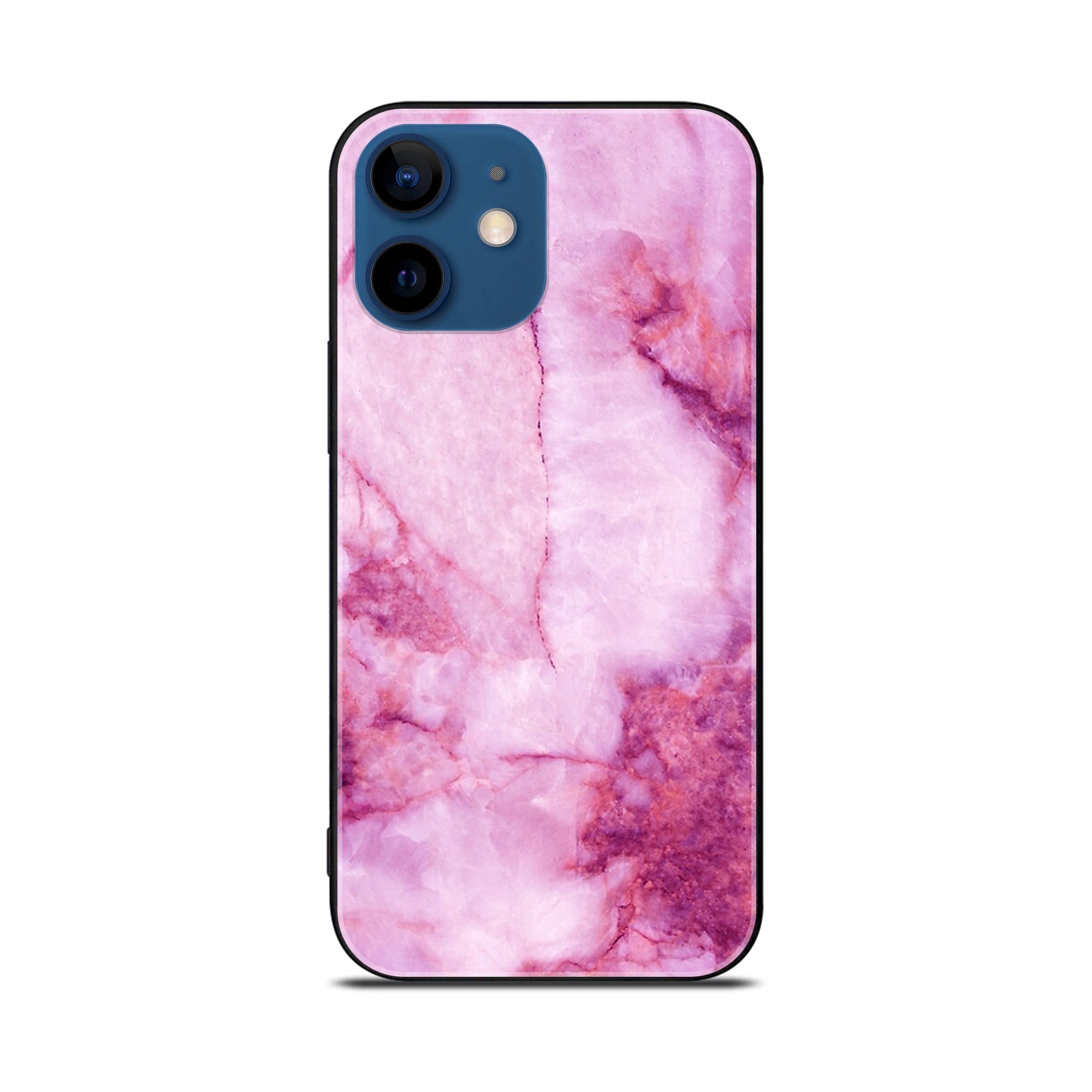 iPhone 11  Pink Marble Series Premium Printed Glass soft Bumper shock Proof Case