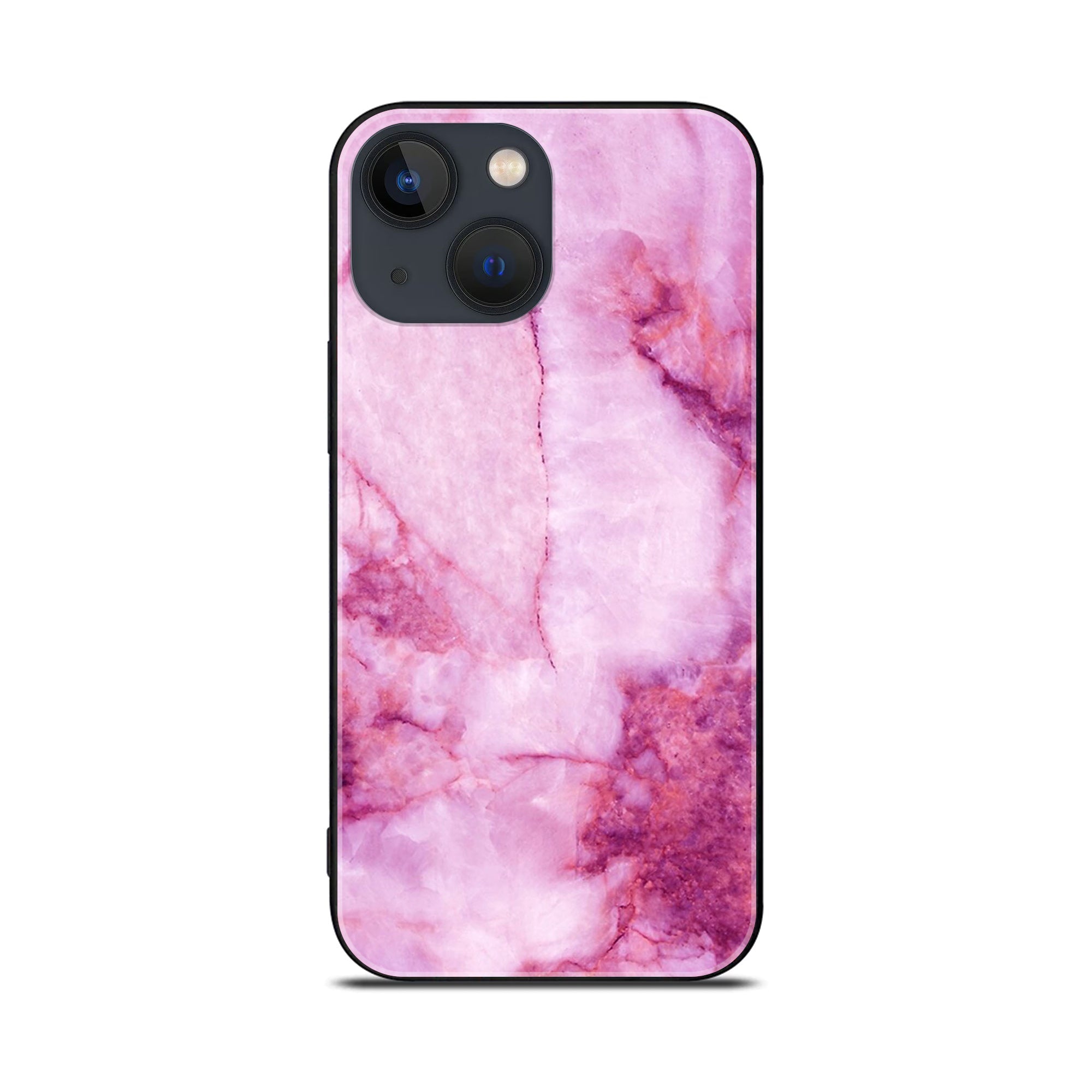 iPhone 13  - Pink Marble Series - Premium Printed Glass soft Bumper shock Proof Case