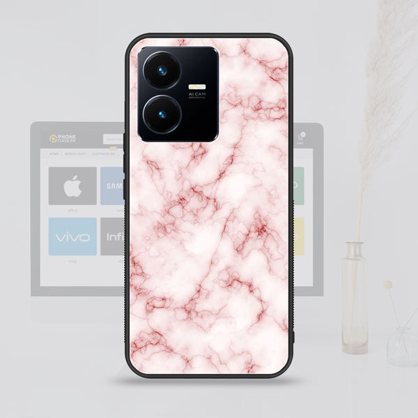 Vivo Y22  Pink Marble Design 4  Premium Printed Glass soft Bumper shock Proof Case  CS-31264 CS-31265