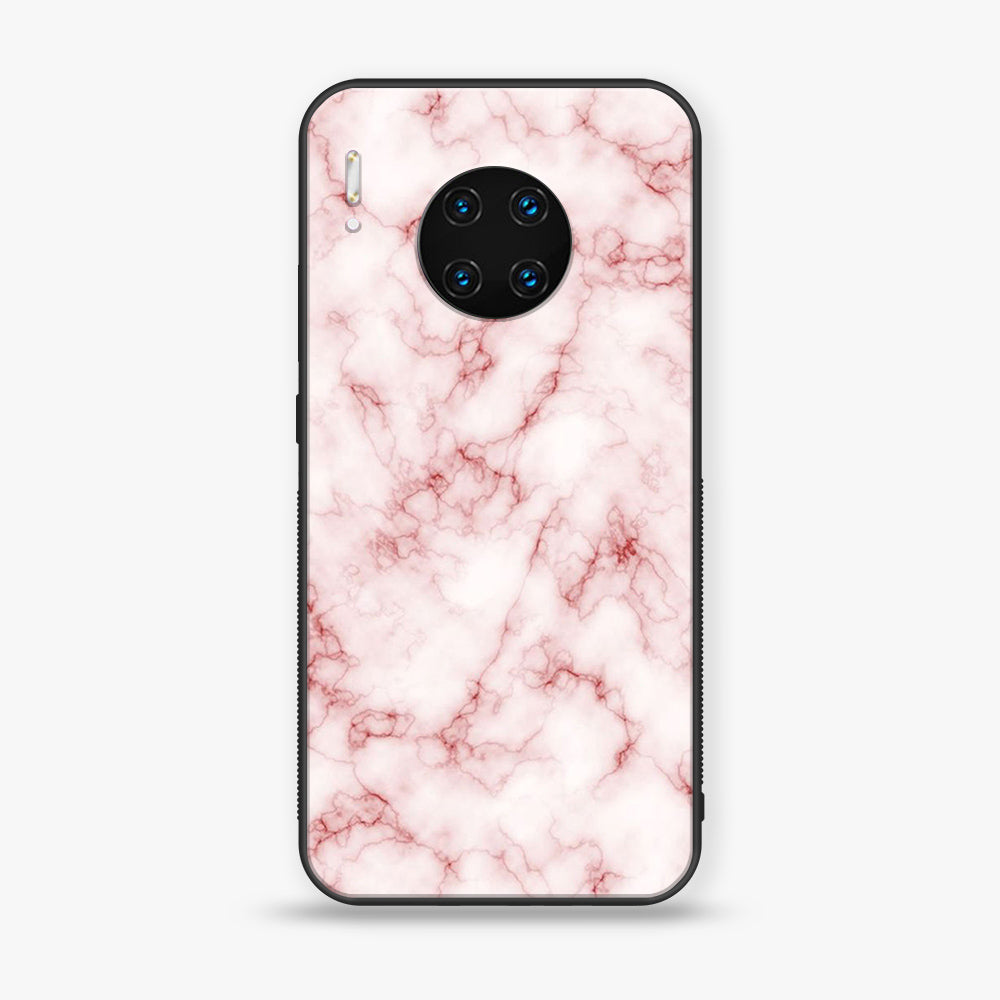Huawei Mate 30 Pro - Pink Marble Series - Premium Printed Glass soft Bumper shock Proof Case