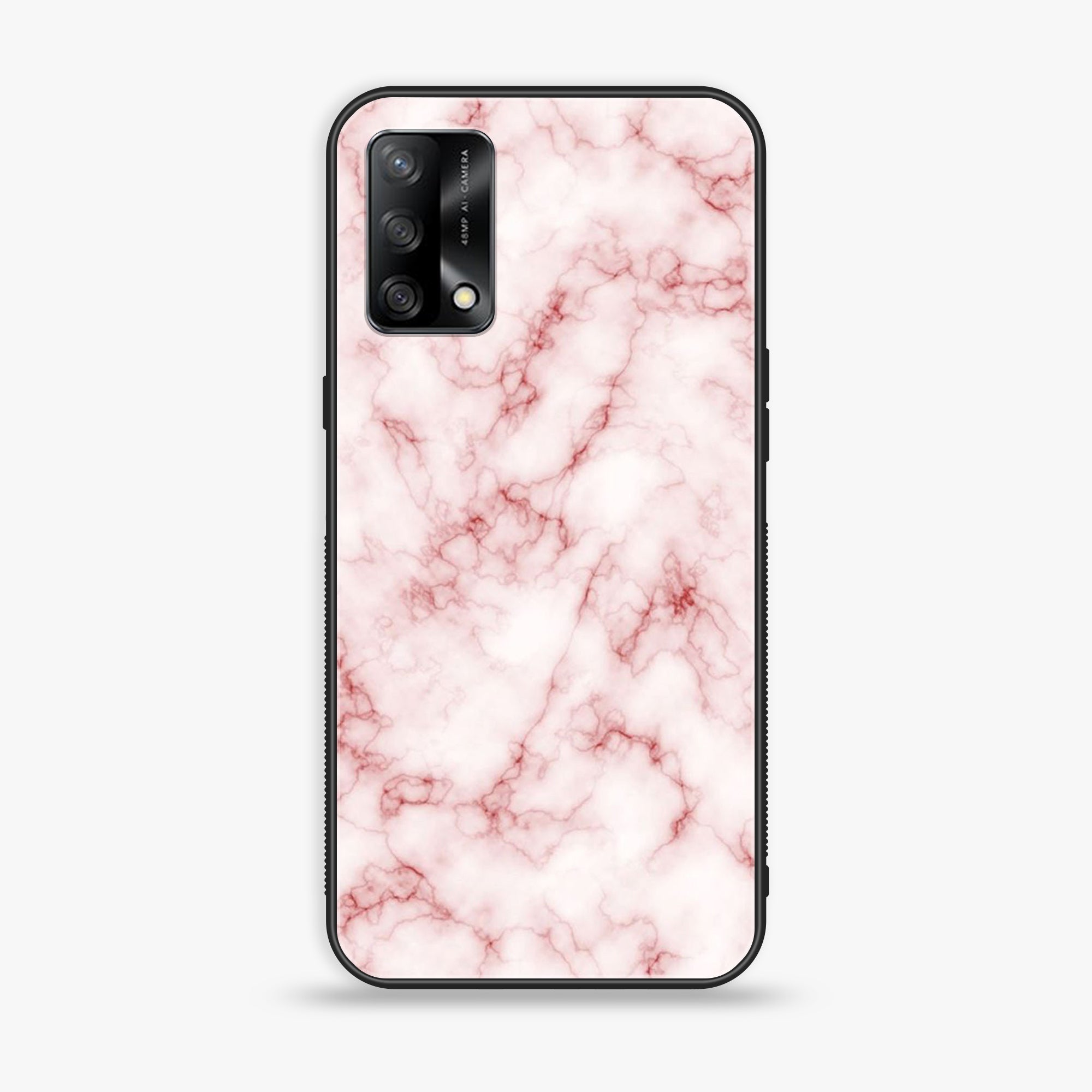 Oppo A95- Pink Marble Series - Premium Printed Glass soft Bumper shock Proof Case
