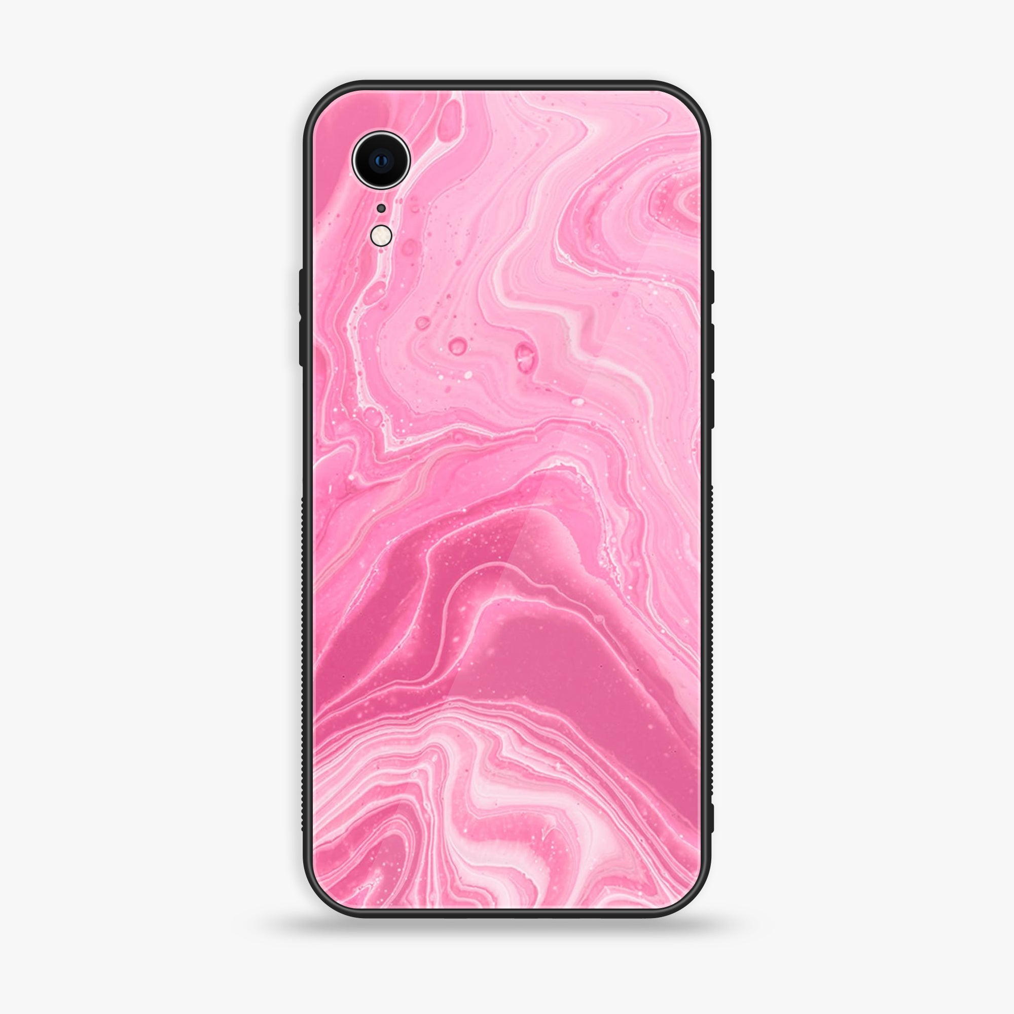 iPhone XR - Pink Marble Series - Premium Printed Glass soft Bumper shock Proof Case