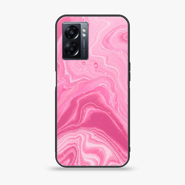 Oppo A57 2022 - Pink Marble Design 3 - Premium Printed Glass soft Bumper shock Proof Case CS-19227