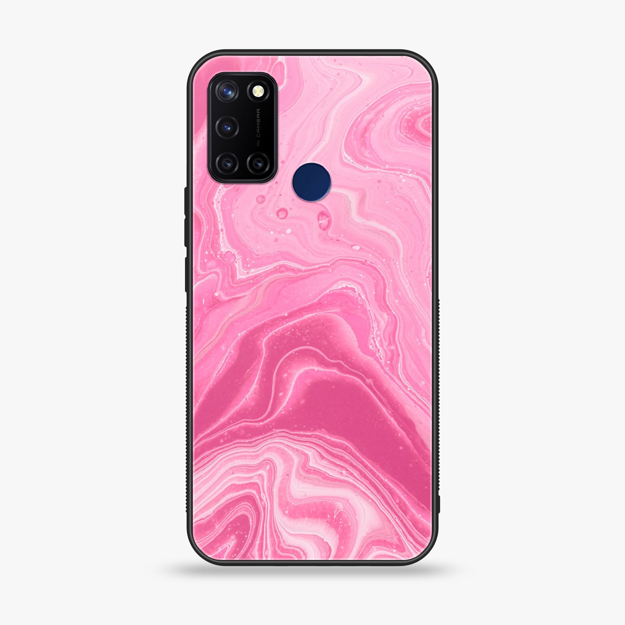Realme C17  - Pink Marble Series - Premium Printed Glass soft Bumper shock Proof Case