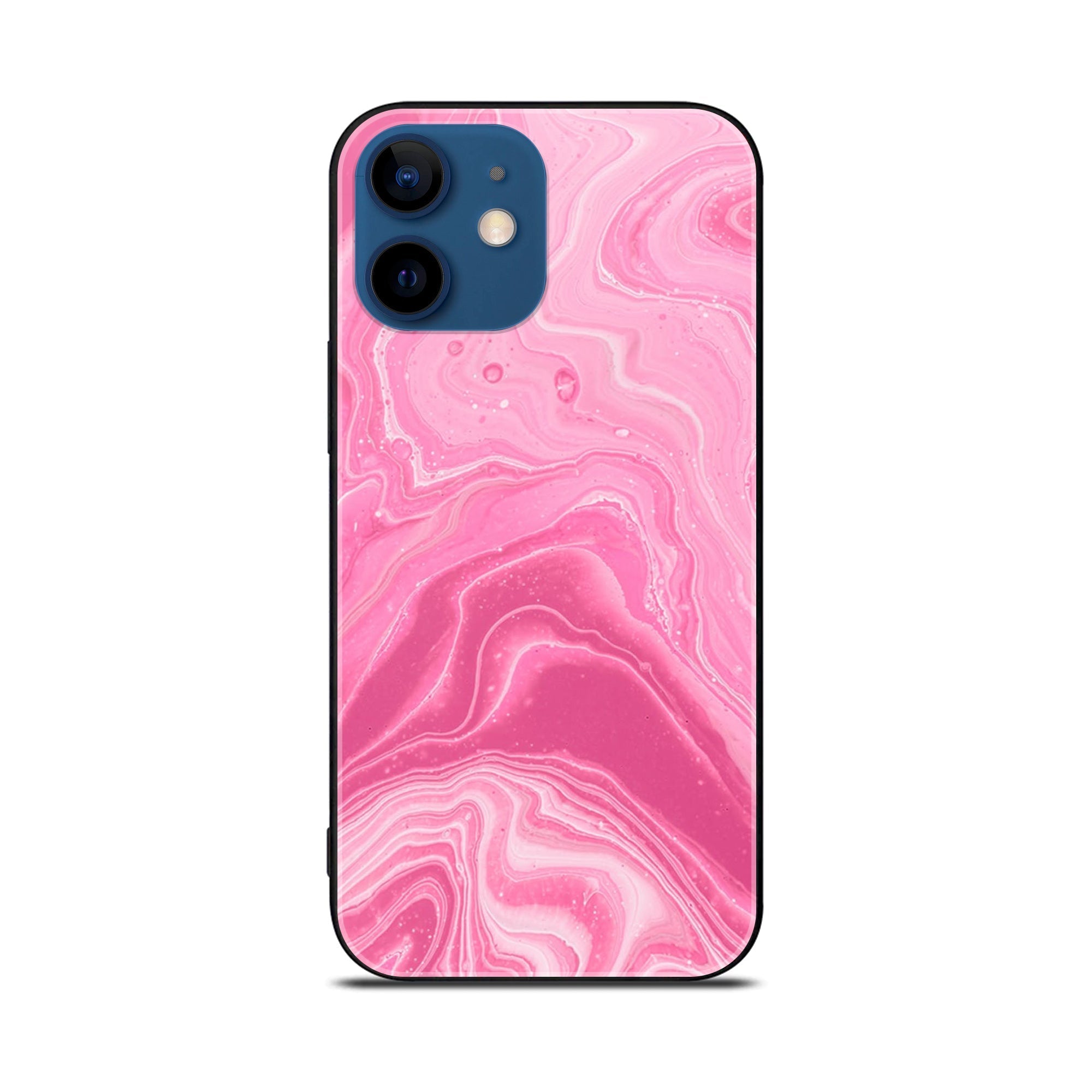 iPhone 11  Pink Marble Series Premium Printed Glass soft Bumper shock Proof Case