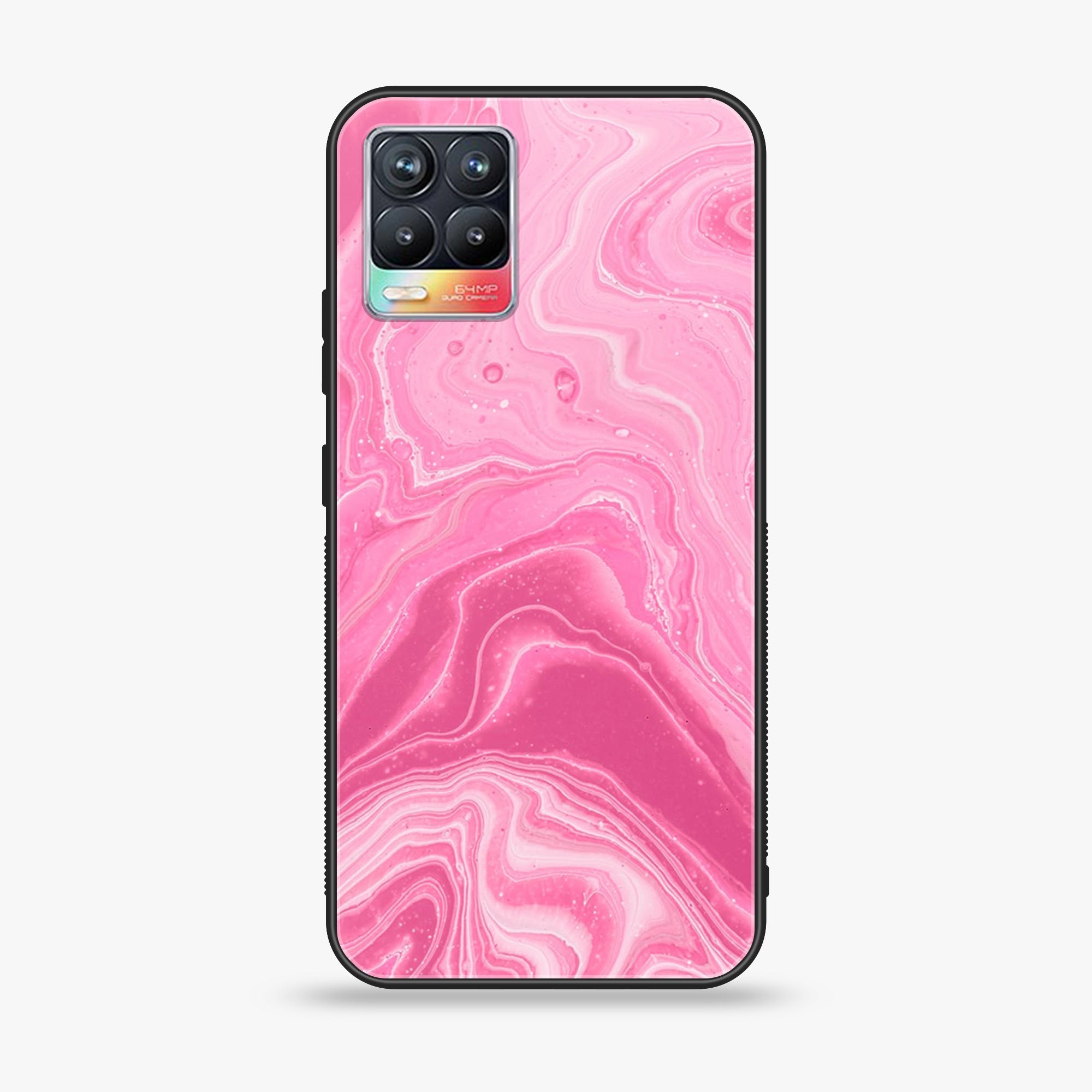 Realme 8 Pro  - Pink Marble Series - Premium Printed Glass soft Bumper shock Proof Case