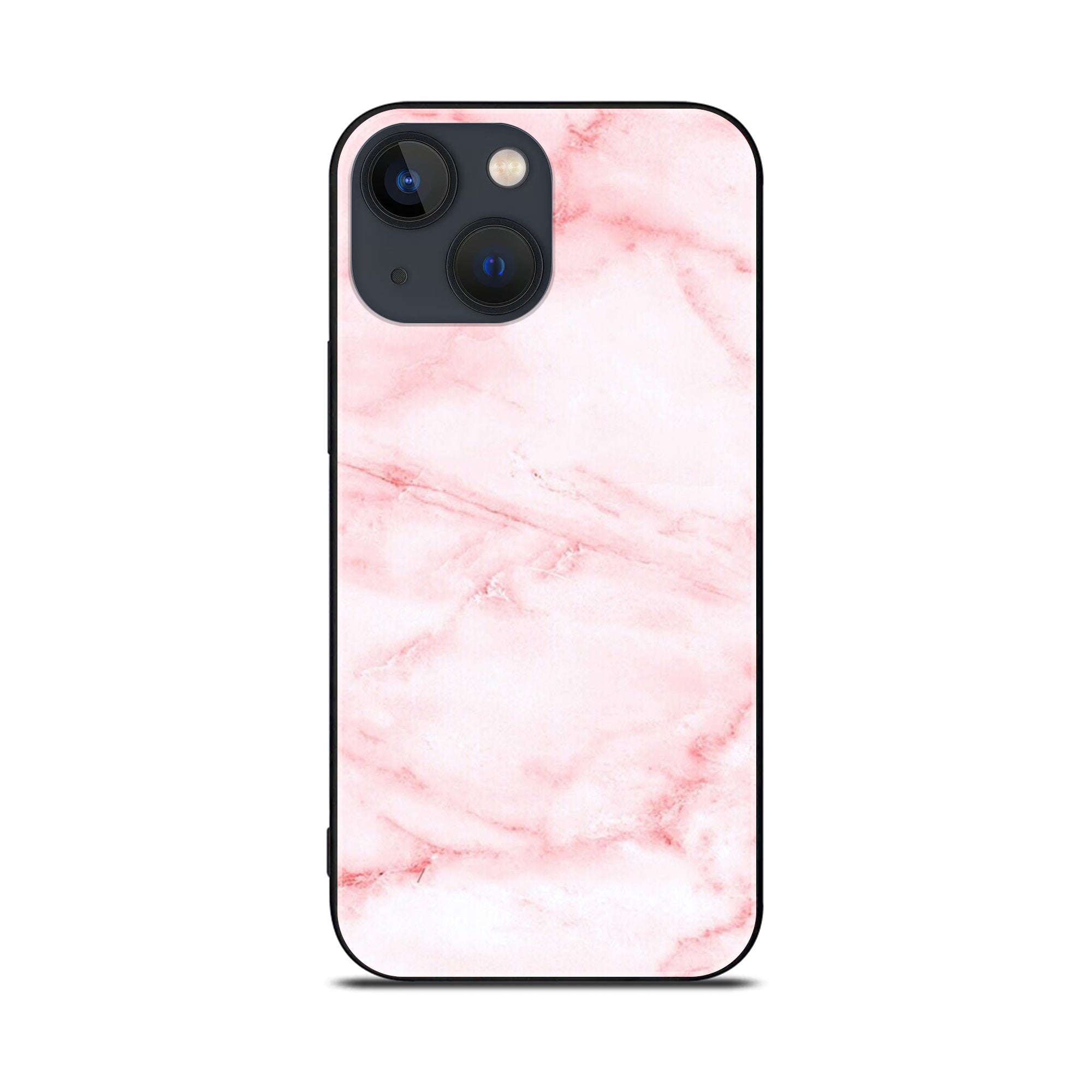 iPhone 13  - Pink Marble Series - Premium Printed Glass soft Bumper shock Proof Case