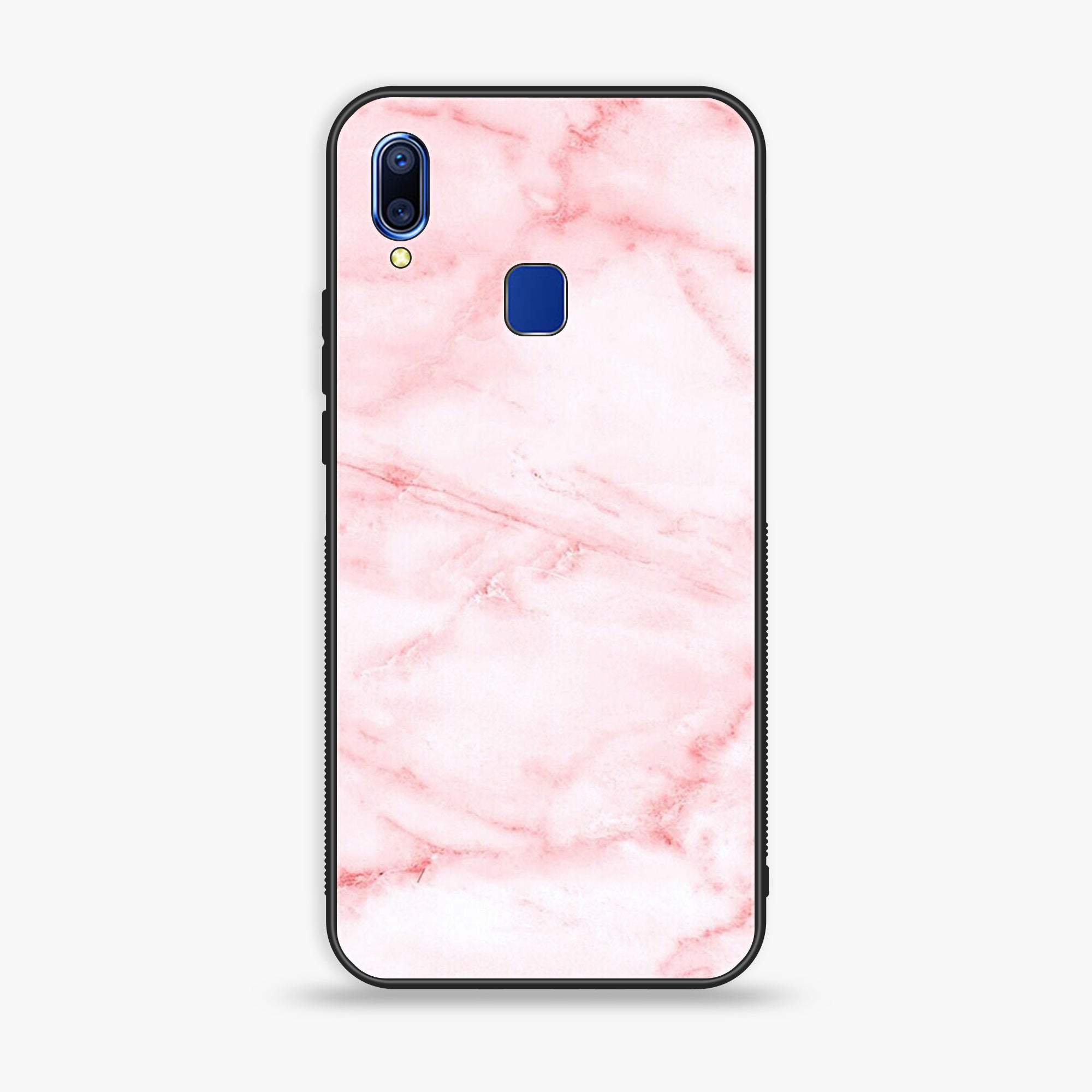 vivo Y95- Pink Marble Series - Premium Printed Glass soft Bumper shock Proof Case