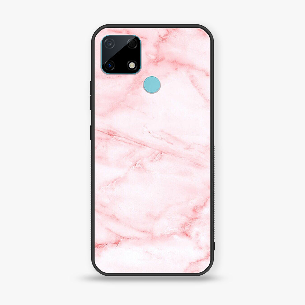 Realme Narzo 30A - Pink Marble Series - Premium Printed Glass soft Bumper shock Proof Case