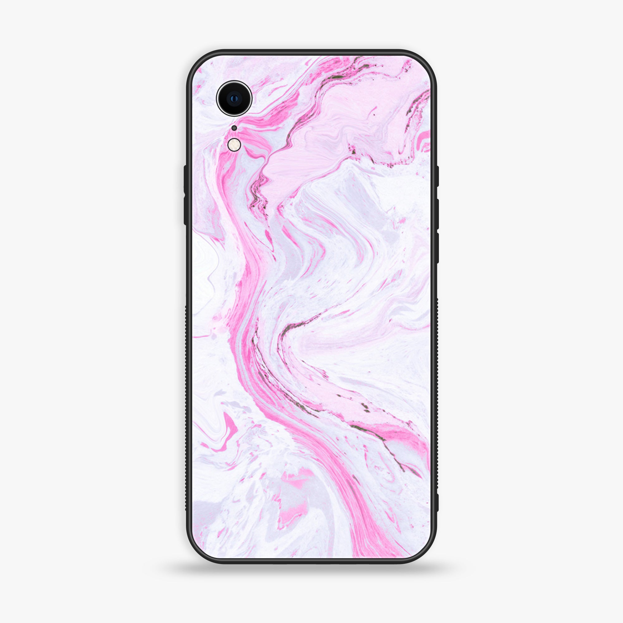 iPhone XR - Pink Marble Series - Premium Printed Glass soft Bumper shock Proof Case