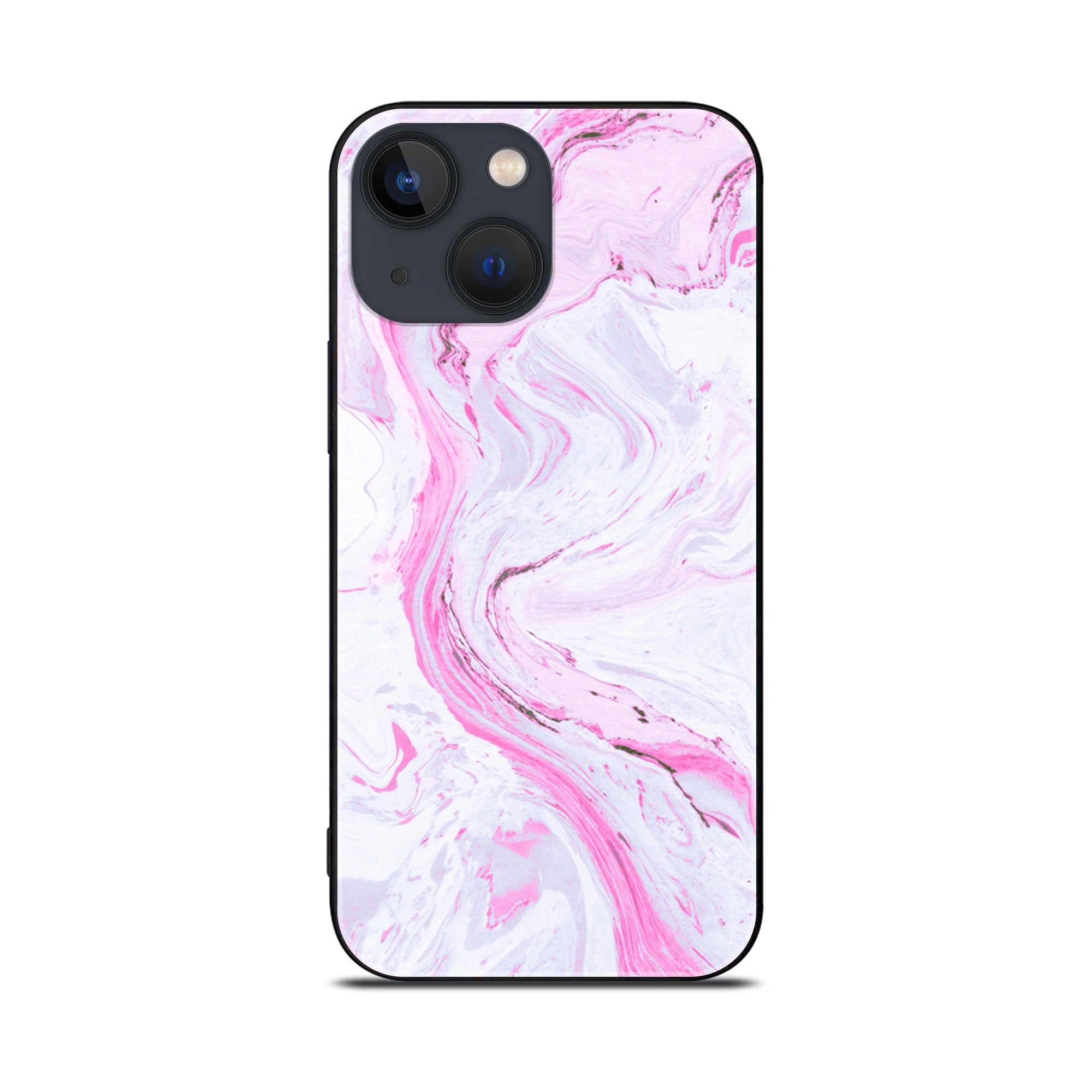 iPhone 13  - Pink Marble Series - Premium Printed Glass soft Bumper shock Proof Case