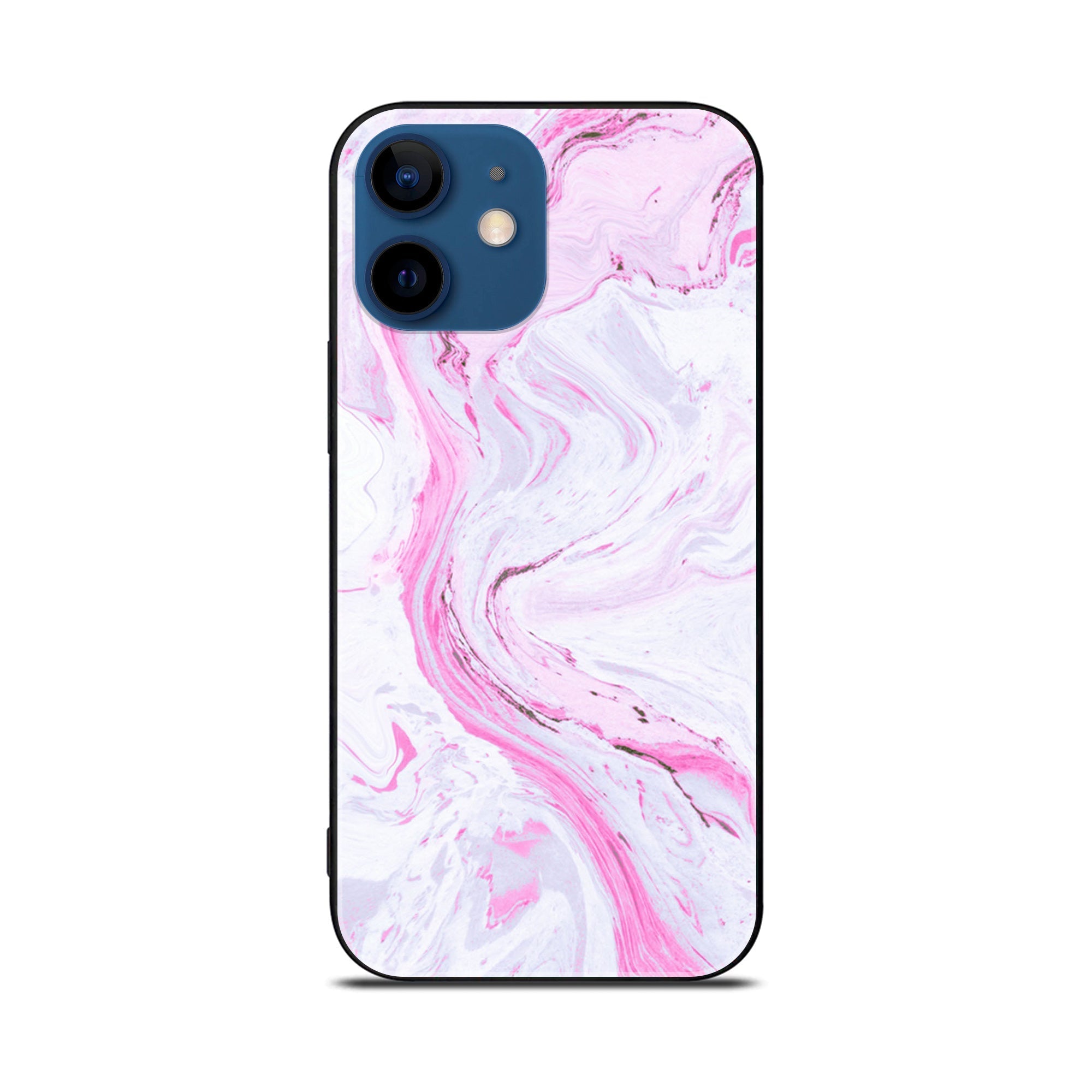 iPhone 11  Pink Marble Series Premium Printed Glass soft Bumper shock Proof Case