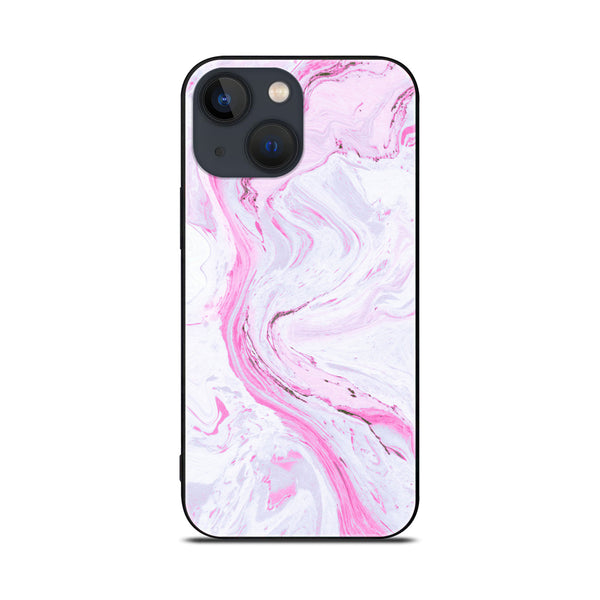 iPhone 13 Mini - Pink Marble Series - Premium Printed Glass soft Bumper shock Proof Case