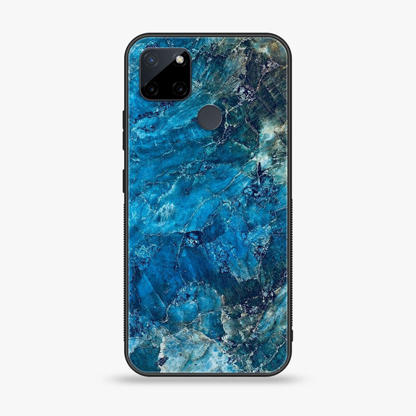 Realme C21Y  - Blue Marble Series - Premium Printed Glass soft Bumper shock Proof Case