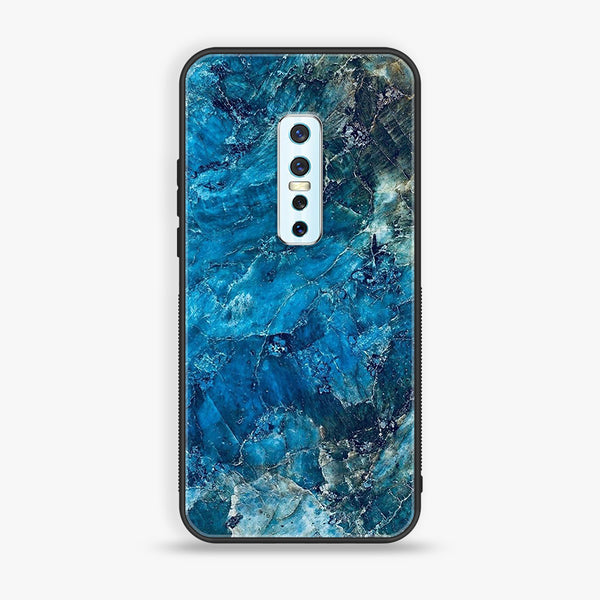 VIVO V17 PRO  - Blue Marble Series - Premium Printed Glass soft Bumper shock Proof Case
