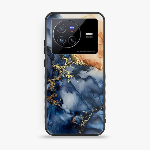 Vivo X80- Blue Marble Design 9 - Premium Printed Glass soft Bumper shock Proof Case CS-39017