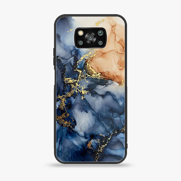 Xiaomi Poco X3 - Blue Marble Design 9 - Premium Printed Glass soft Bumper shock Proof Case CS-20182 CS-30568