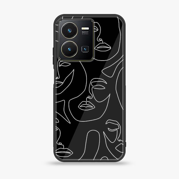 Vivo Y35 - Girl line Art Series - Premium Printed Glass soft Bumper shock Proof Case